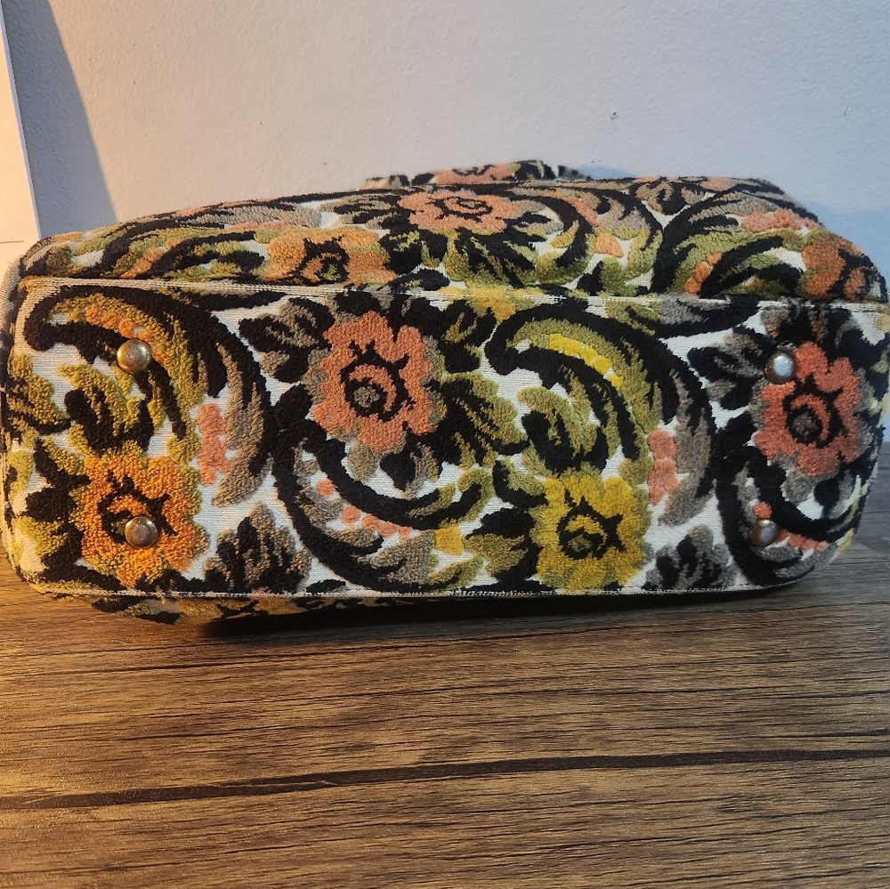 Vintage Mid-Centurt 1960s Floral Tapestry Carpet Bag Hand Bag Kadin-Style - Picture 4 of 14